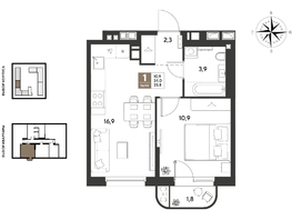 Продается 1-комнатная квартира ЖК ГРЕЙД, литер 14, 35.8  м&sup2;, 7235180 рублей
