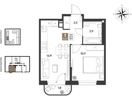 Продается 1-комнатная квартира ЖК ГРЕЙД, литер 14, 35.8  м&sup2;, 7142100 рублей