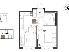 Продается 1-комнатная квартира ЖК ГРЕЙД, литер 14, 34  м&sup2;, 6939400 рублей