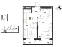 Продается 1-комнатная квартира ЖК ГРЕЙД, литер 14, 38.7  м&sup2;, 7782570 рублей