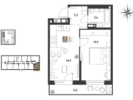 Продается 1-комнатная квартира ЖК ГРЕЙД, литер 14, 40.7  м&sup2;, 8115580 рублей