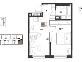 Продается 1-комнатная квартира ЖК ГРЕЙД, литер 14, 35.7  м&sup2;, 7122150 рублей