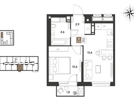 Продается 1-комнатная квартира ЖК ГРЕЙД, литер 14, 35.5  м&sup2;, 7256200 рублей