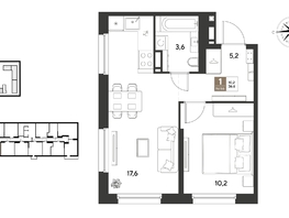 Продается 1-комнатная квартира ЖК ГРЕЙД, литер 14, 36.6  м&sup2;, 7246800 рублей