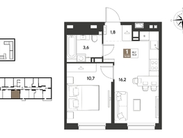 Продается 1-комнатная квартира ЖК ГРЕЙД, литер 14, 32.3  м&sup2;, 6469690 рублей