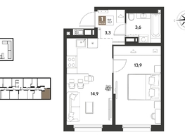 Продается 1-комнатная квартира ЖК ГРЕЙД, литер 14, 35.7  м&sup2;, 7125720 рублей