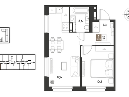 Продается 1-комнатная квартира ЖК ГРЕЙД, литер 14, 36.6  м&sup2;, 7276080 рублей
