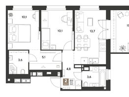 Продается 2-комнатная квартира ЖК ГРЕЙД, литер 14, 66.2  м&sup2;, 19860000 рублей