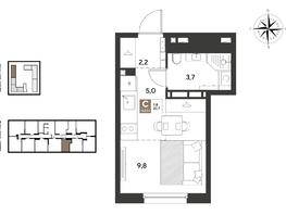 Продается Студия ЖК ГРЕЙД, литер 14, 20.7  м&sup2;, 4669920 рублей