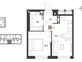 Продается 1-комнатная квартира ЖК ГРЕЙД, литер 14, 33.7  м&sup2;, 6932090 рублей