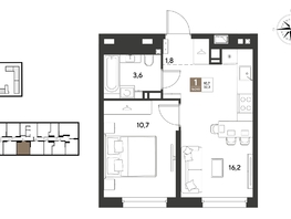 Продается 1-комнатная квартира ЖК ГРЕЙД, литер 14, 32.3  м&sup2;, 6498760 рублей