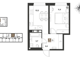 Продается 1-комнатная квартира ЖК ГРЕЙД, литер 14, 32.2  м&sup2;, 6507620 рублей