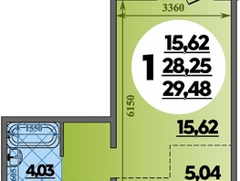 Продается Студия ЖК Южная долина, литер 2, 29.48  м&sup2;, 3484536 рублей