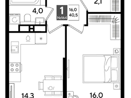 Продается 1-комнатная квартира ЖК ДОГМА ПАРК, литера 15, 40.5  м&sup2;, 7942050 рублей