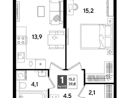Продается 1-комнатная квартира ЖК ДОГМА ПАРК, лит 20, 39.8  м&sup2;, 7470460 рублей
