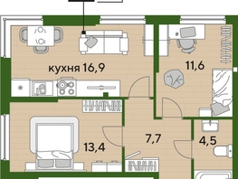 Продается 2-комнатная квартира ЖК ДОГМА ПАРК, литера 18, 54.1  м&sup2;, 9640620 рублей