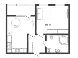 Продается 1-комнатная квартира Скандинавская ул, 44.6  м&sup2;, 5950000 рублей