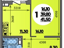 Продается 1-комнатная квартира ЖК Парк у дома, литера 7.3, 41.5  м&sup2;, 7439999 рублей