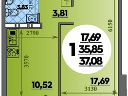 Продается 1-комнатная квартира ЖК Восточный, литера 42, 37.08  м&sup2;, 5326700 рублей