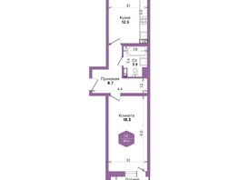 Продается 1-комнатная квартира ЖК Бауинвест, литера 6.1, 45  м&sup2;, 7659707 рублей