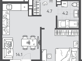 Продается 1-комнатная квартира ЖК Все Свои ВИП, литера 6, 36.85  м&sup2;, 10023200 рублей
