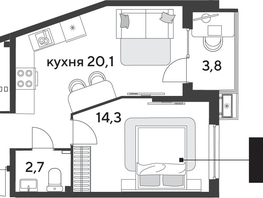 Продается 1-комнатная квартира ЖК Парк Победы 2, литера 28, 50.3  м&sup2;, 8767290 рублей