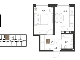 Продается 1-комнатная квартира ЖК ГРЕЙД, литер 13, 32.2  м&sup2;, 6691160 рублей