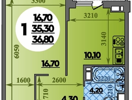 Продается 1-комнатная квартира ЖК Парк у дома, литера 7.3, 36.8  м&sup2;, 7060000 рублей