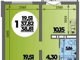 Продается 1-комнатная квартира ЖК Город у моря, литера 22, 38.81  м&sup2;, 7316000 рублей
