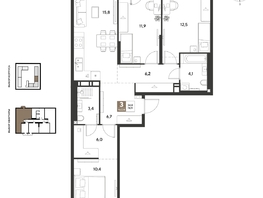 Продается 3-комнатная квартира ЖК ГРЕЙД, литер 13, 78.9  м&sup2;, 14328240 рублей