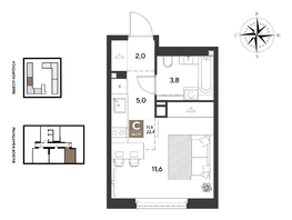 Продается Студия ЖК ГРЕЙД, литер 14, 22.4  м&sup2;, 5060160 рублей