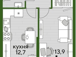 Продается 1-комнатная квартира ЖК ДОГМА ПАРК, литера 18, 37.9  м&sup2;, 7811190 рублей