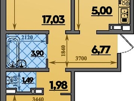 Продается 3-комнатная квартира ЖК Молодежный 2, литера 14, 63.81  м&sup2;, 7733772 рублей