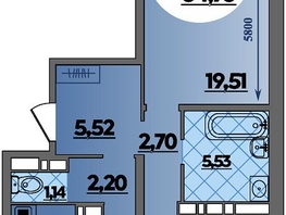 Продается 2-комнатная квартира ЖК Восточный, литер 52, 64.76  м&sup2;, 7830000 рублей