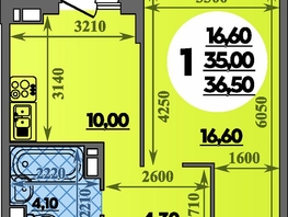 Продается 1-комнатная квартира ЖК Парк у дома, литера 7.3, 36.5  м&sup2;, 6409999 рублей