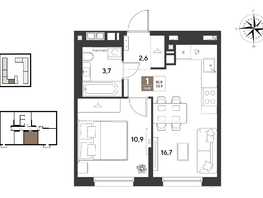 Продается 1-комнатная квартира ЖК ГРЕЙД, литер 14, 33.9  м&sup2;, 6783390 рублей
