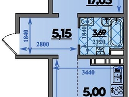 Продается 2-комнатная квартира ЖК Молодежный 2, литера 13, 44.15  м&sup2;, 5377470 рублей