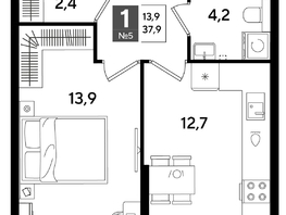 Продается 1-комнатная квартира ЖК ДОГМА ПАРК, лит 20, 37.9  м&sup2;, 7492830 рублей