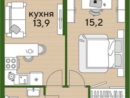 Продается 1-комнатная квартира ЖК ДОГМА ПАРК, литера 18, 39.8  м&sup2;, 7577920 рублей