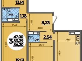 Продается 3-комнатная квартира ЖК Город у моря, литера 21, 86.2  м&sup2;, 10374199 рублей
