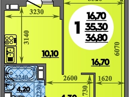 Продается 1-комнатная квартира ЖК Парк у дома, литера 7.3, 36.8  м&sup2;, 7620000 рублей