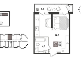 Продается Студия ЖК Рекорд 2, литера 3, 32.6  м&sup2;, 9623520 рублей