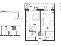 Продается 1-комнатная квартира ЖК Рекорд 2, литера 2, 45  м&sup2;, 10948500 рублей