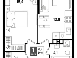 Продается 1-комнатная квартира ЖК ДОГМА ПАРК, литера 16, 39.5  м&sup2;, 7536600 рублей