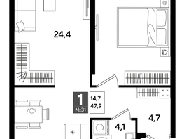 Продается 1-комнатная квартира ЖК ДОГМА ПАРК, литера 16, 47.9  м&sup2;, 8789650 рублей