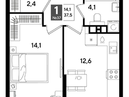 Продается 1-комнатная квартира ЖК ДОГМА ПАРК, литера 16, 37.5  м&sup2;, 7672500 рублей