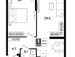 Продается 1-комнатная квартира ЖК ДОГМА ПАРК, лит 20, 47.9  м&sup2;, 8645950 рублей
