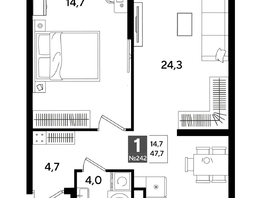 Продается 1-комнатная квартира ЖК ДОГМА ПАРК, лит 20, 47.7  м&sup2;, 8667090 рублей