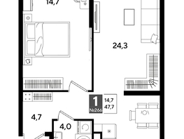 Продается 1-комнатная квартира ЖК ДОГМА ПАРК, лит 20, 47.7  м&sup2;, 8690940 рублей