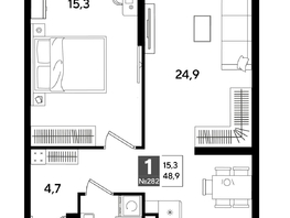 Продается 1-комнатная квартира ЖК ДОГМА ПАРК, лит 20, 48.9  м&sup2;, 9002490 рублей